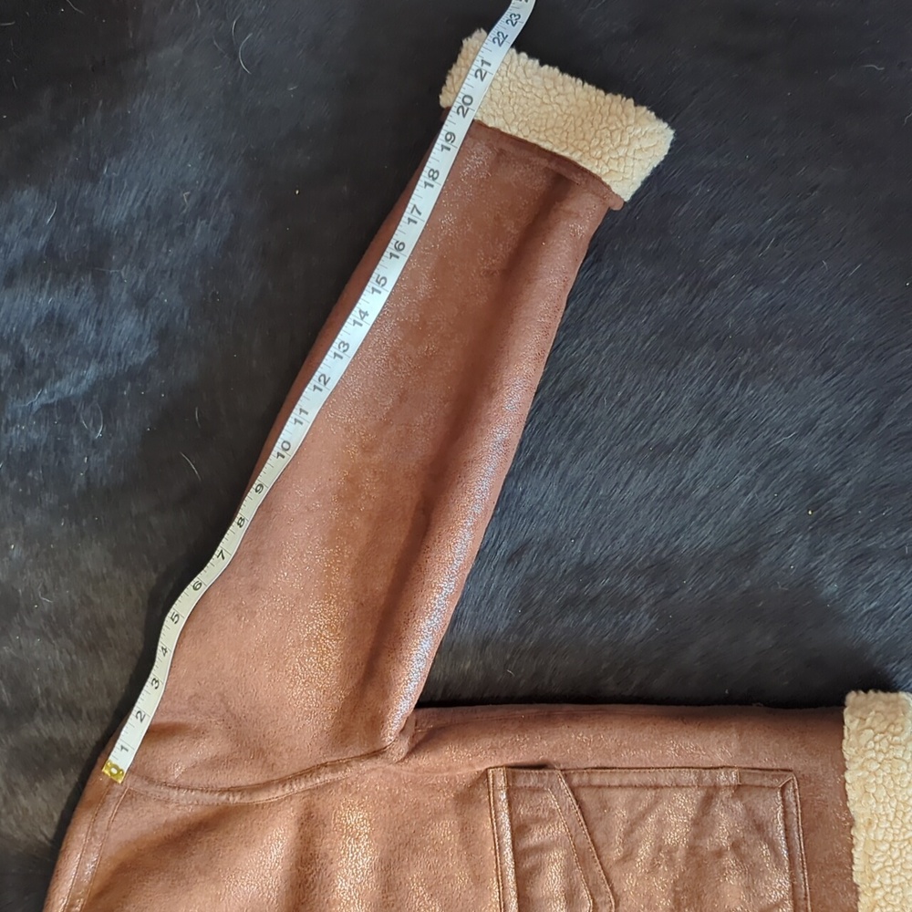 New Without Tags Express Brown and Cream Teddy Jacket with Sherpa Lining XS - Picture 6 of 13